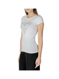 GUESS J D COL T-shirt logo triangolo con strass bianco