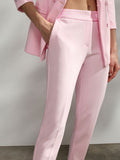 IMPERIAL D Pantaloni a sigaretta con dettaglio in raso rosa
