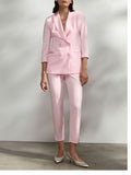 IMPERIAL D Pantaloni a sigaretta con dettaglio in raso rosa