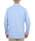 LACOSTE U Camicia a righe in cotone B.CO/BLU