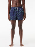 LACOSTE U Costume shorts con logo all over BLU/VERDE