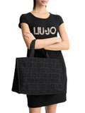 LIU JO ACC1 Borsa tote jacquard nero