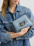 LIU JO ACC1 Borsa a tracolla con strass e catena DENIM