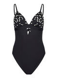 LIU JO BEACHWEAR Costume intero con perline nero
