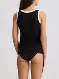 LIU JO BEACHWEAR Top smanicato con logo NERO/B.CO