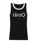 Top smanicato con logo