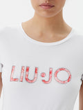 LIU JO BEACHWEAR T-shirt basic con logo bianco
