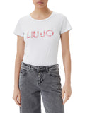 LIU JO BEACHWEAR T-shirt basic con logo bianco