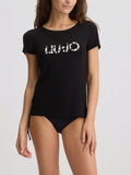 LIU JO BEACHWEAR T-shirt basic con logo nero
