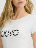 LIU JO BEACHWEAR T-shirt basic con logo bianco