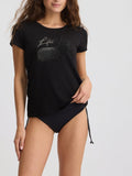 LIU JO BEACHWEAR T-shirt con pioggia di strass NERO MLT