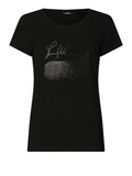 LIU JO BEACHWEAR T-shirt con pioggia di strass NERO MLT