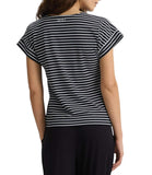 LIU JO BEACHWEAR T-shirt a righe con fiocco NERO/B.CO