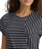 LIU JO BEACHWEAR T-shirt a righe con fiocco NERO/B.CO