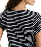 LIU JO BEACHWEAR T-shirt a righe con fiocco NERO/B.CO