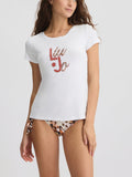 LIU JO BEACHWEAR T-shirt con scritta mezza manica bianco