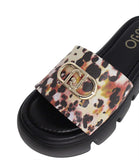 LIU JO BEACHWEAR Ciabatta animalier con logo multicolor