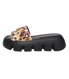 LIU JO BEACHWEAR Ciabatta animalier con logo multicolor