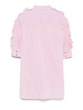 LIU JO BLACK Camicia a righe con rouches B.CO/ROSSO