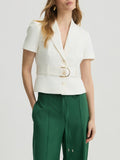 LIU JO BLACK Giacca cropped con cintura bianco