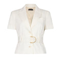 LIU JO BLACK Giacca cropped con cintura bianco