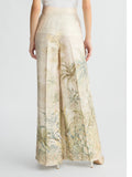 LIU JO BLACK Pantaloni palazzo in twill con stampa jungle verde