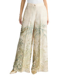 LIU JO BLACK Pantaloni palazzo in twill con stampa jungle verde