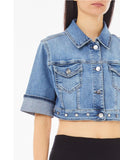 LIU JO BLUE DENIM Giacca in denim cropped Kitty con strass blu