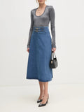 LIU JO BLUE DENIM Gonna denim lunga a ruota DENIM SCURO