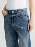 LIU JO BLUE DENIM Jeans Zebra straight con strass e rotture blu