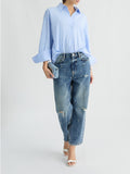 LIU JO BLUE DENIM Jeans Zebra straight con strass e rotture blu
