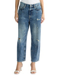 Jeans Zebra straight con strass e rotture