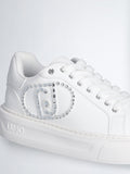 LIU JO SPORT SHOES Sneakers kylie 32 con strass spreading ivory bianco