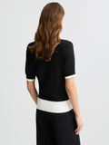 LIU JO SPORT Polo bicolore senza bottoni NERO/B.CO