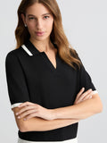LIU JO SPORT Polo bicolore senza bottoni NERO/B.CO