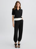LIU JO SPORT Polo bicolore senza bottoni NERO/B.CO