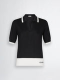 LIU JO SPORT Polo bicolore senza bottoni NERO/B.CO
