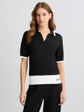 LIU JO SPORT Polo bicolore senza bottoni NERO/B.CO