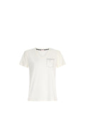 LIU JO SPORT T-shirt basic a v con taschino latte