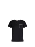 LIU JO SPORT T-shirt basic a v con taschino nero