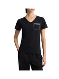 LIU JO SPORT T-shirt basic a v con taschino nero