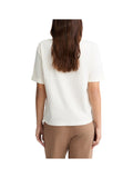 LIU JO SPORT T-shirt a v con loghi strass sul collo latte
