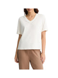 LIU JO SPORT T-shirt a v con loghi strass sul collo latte