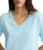 LIU JO SPORT T-shirt a v regular con loghi strass celeste