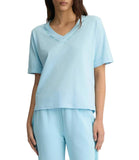 LIU JO SPORT T-shirt a v regular con loghi strass celeste