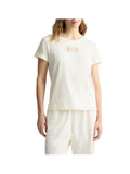 LIU JO SPORT T-shirt in cotone con logo strass latte