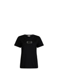 LIU JO SPORT T-shirt in cotone con logo strass nero