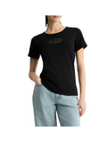 LIU JO SPORT T-shirt in cotone con logo strass nero
