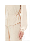 LIU JO SPORT Felpa aperta collo alla coreana con logo beige