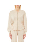 LIU JO SPORT Felpa aperta collo alla coreana con logo beige